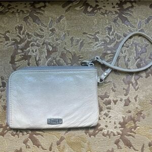 Fossil Cream Leather Zip Around Wristlet Wallet